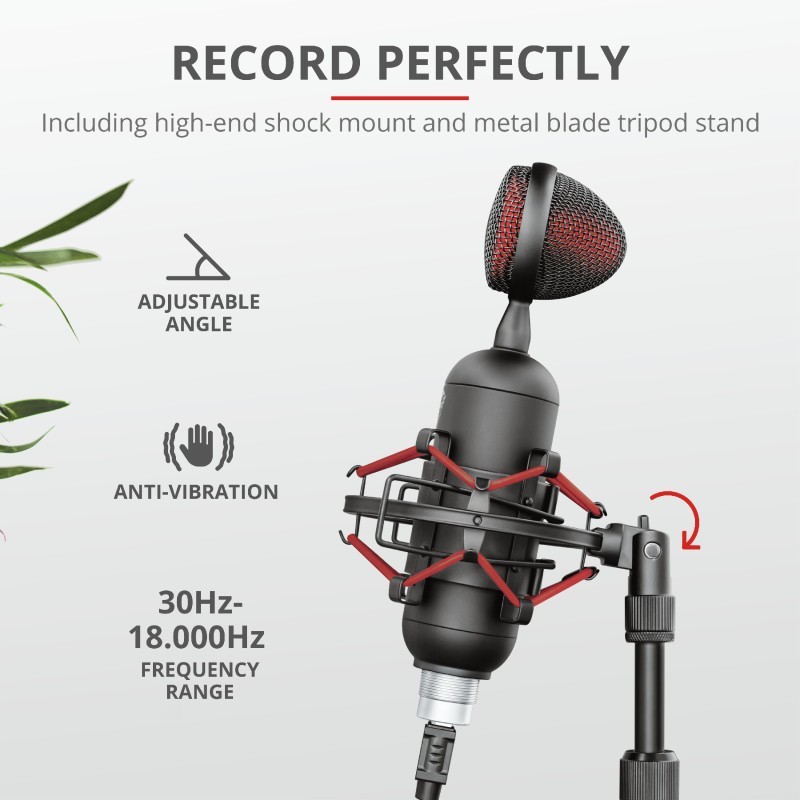 Trust GXT 244 Buzz Noir, Rouge Microphone de PC