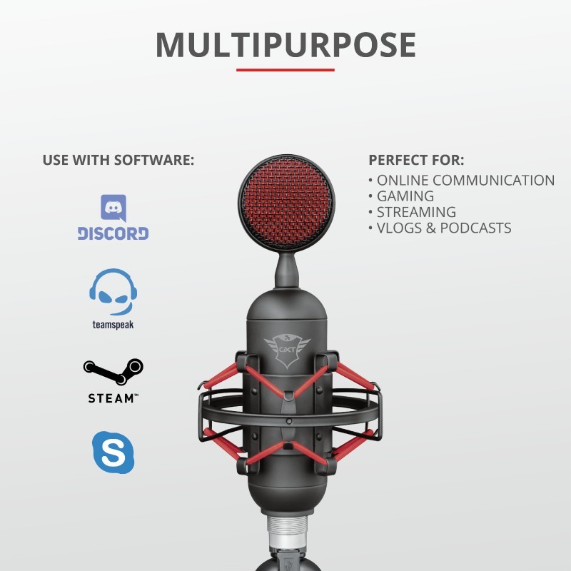 Trust GXT 244 Buzz Noir, Rouge Microphone de PC
