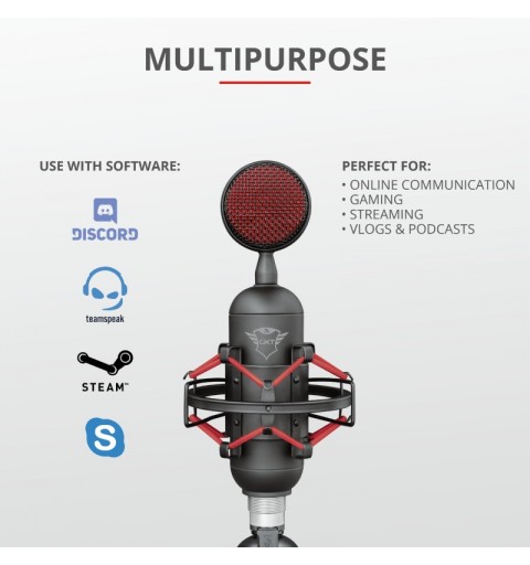 Trust GXT 244 Buzz Noir, Rouge Microphone de PC