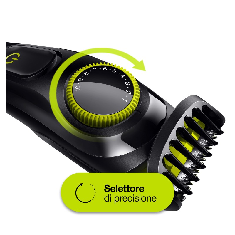 Braun BeardTrimmer BT3221 Regolabarba Uomo E Tagliacapelli Con 20 Impostazioni Di Lunghezza. Nero Verde