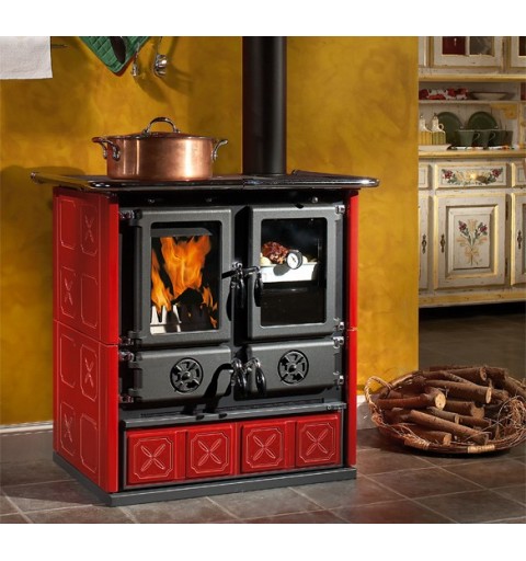 La Nordica Rosetta BII - Maiolica stove Freestanding Firewood Black, Bordeaux