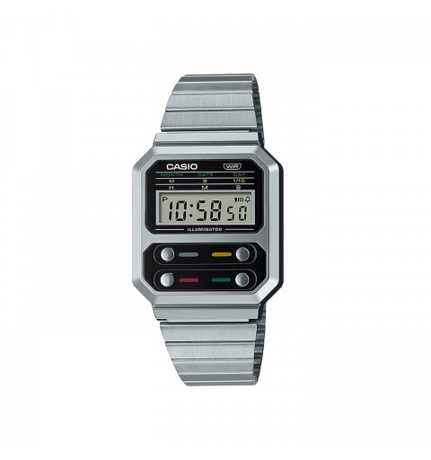 Casio A100WE-1AEF montre Montre bracelet Unisexe Acier inoxydable Noir, Acier inoxydable