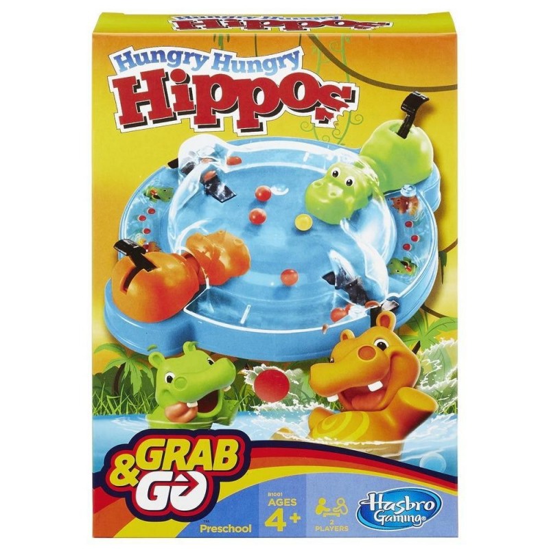 Hasbro Hungry Hungry Hippos Grab and Go Kinder Geschicklichkeitsspiel zur Feinmotorik