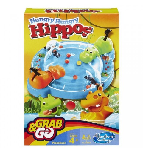 Hasbro Hungry Hungry Hippos Grab and Go Kinder Geschicklichkeitsspiel zur Feinmotorik