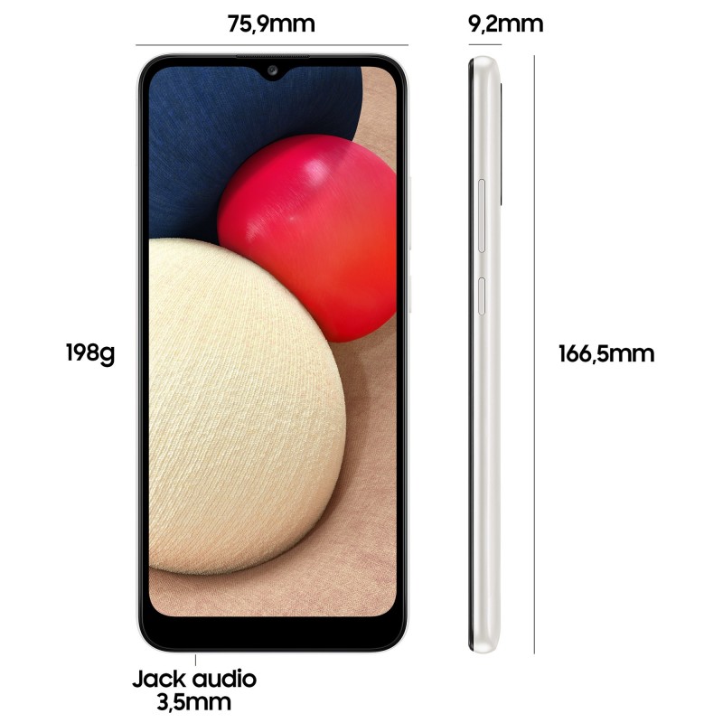 Samsung Galaxy A02s SM-A025GZWEEUE smartphone 16,5 cm (6.5") 4G USB Type-C 3 Go 32 Go 5000 mAh Blanc