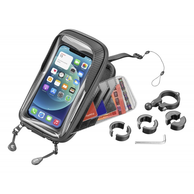 Cellularline Rider Shield - Universal Supporto smartphone impermeabile da manubrio Nero