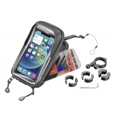 Cellularline Rider Shield - Universal Supporto smartphone impermeabile da manubrio Nero