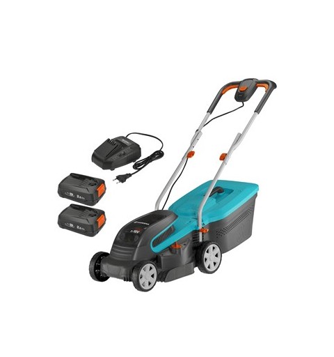 Gardena PowerMax Cortacésped de empuje a gasolina Batería Negro, Azul, Naranja