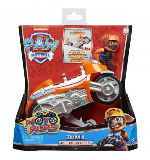 PAW Patrol , Moto Pups Zuma’s Deluxe Pull Back Motorcycle Vehicle with Wheelie Feature and Figure