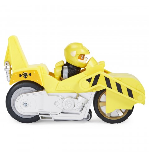 PAW Patrol , veicolo Moto Pups di Rubble, motocicletta con motore a retrocarica e personaggio, per bambini dai 3 anni in su