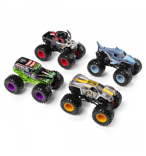 Monster Jam - COCHES MONSTER TRUCK - PACK MONSTER MUTT - 4 Camiones Metálicos a Escala 1 64 (Husky, Dálmata, Caniche, Chucho) -