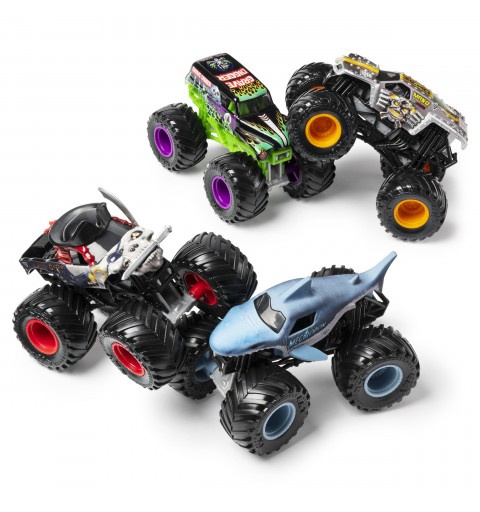 Monster Jam - COCHES MONSTER TRUCK - PACK MONSTER MUTT - 4 Camiones Metálicos a Escala 1 64 (Husky, Dálmata, Caniche, Chucho) -