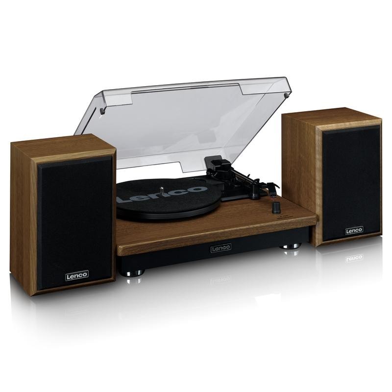 Lenco LS-100WD platine Tourne-disque entraîné par courroie Noir, Chêne