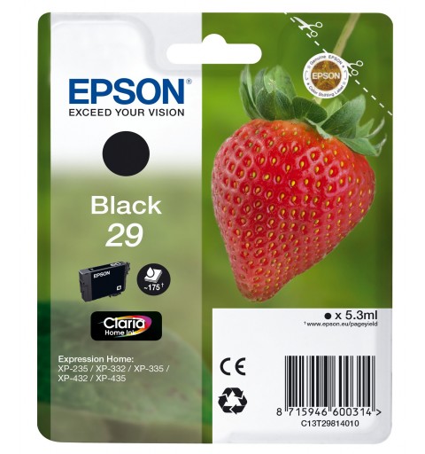 Epson Strawberry 29 K cartouche d'encre 1 pièce(s) Original Rendement standard Noir