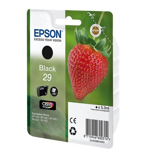 Epson Strawberry 29 K cartouche d'encre 1 pièce(s) Original Rendement standard Noir