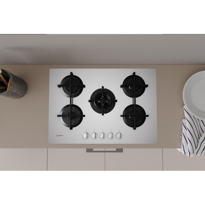 Indesit ING 72T WH hob White Built-in 73 cm Gas 5 zone(s)