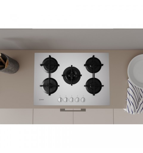 Indesit ING 72T WH hob White Built-in 73 cm Gas 5 zone(s)