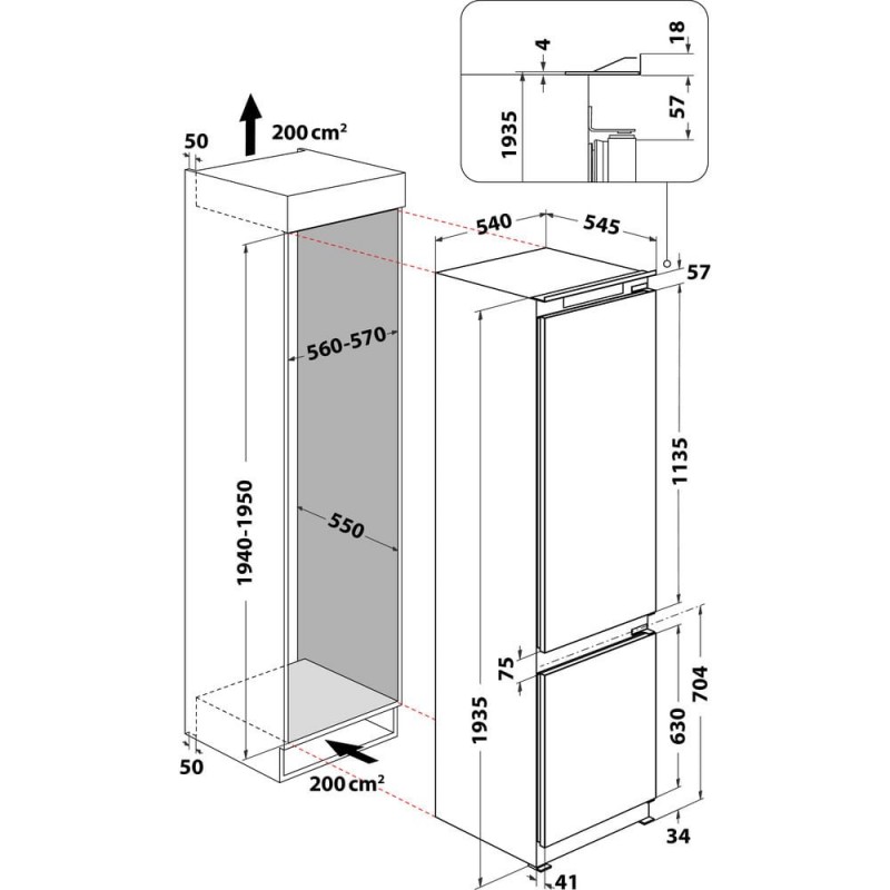 Whirlpool ART 9811 SF2 réfrigérateur-congélateur Intégré (placement) 306 L E Blanc