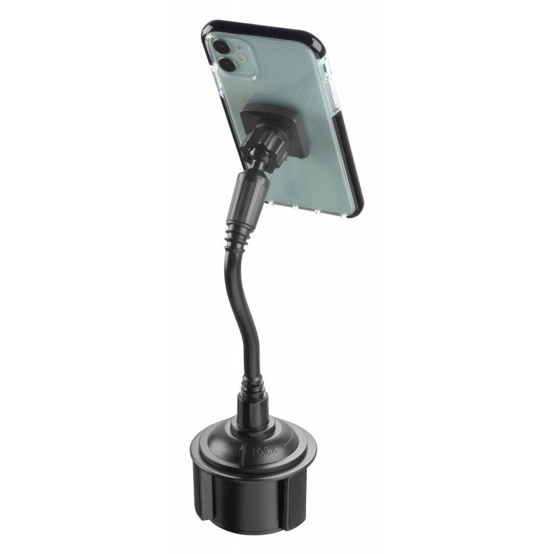 Cellularline Touch Cup Holder - Universal Supporto smartphone da auto magnetico con fissaggio per porta bicchieri Nero
