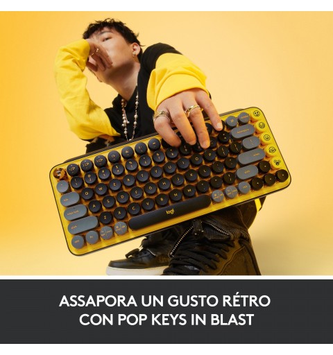 Logitech Pop Keys Tastatur RF Wireless + Bluetooth QWERTY Italienisch Schwarz, Grau, Gelb