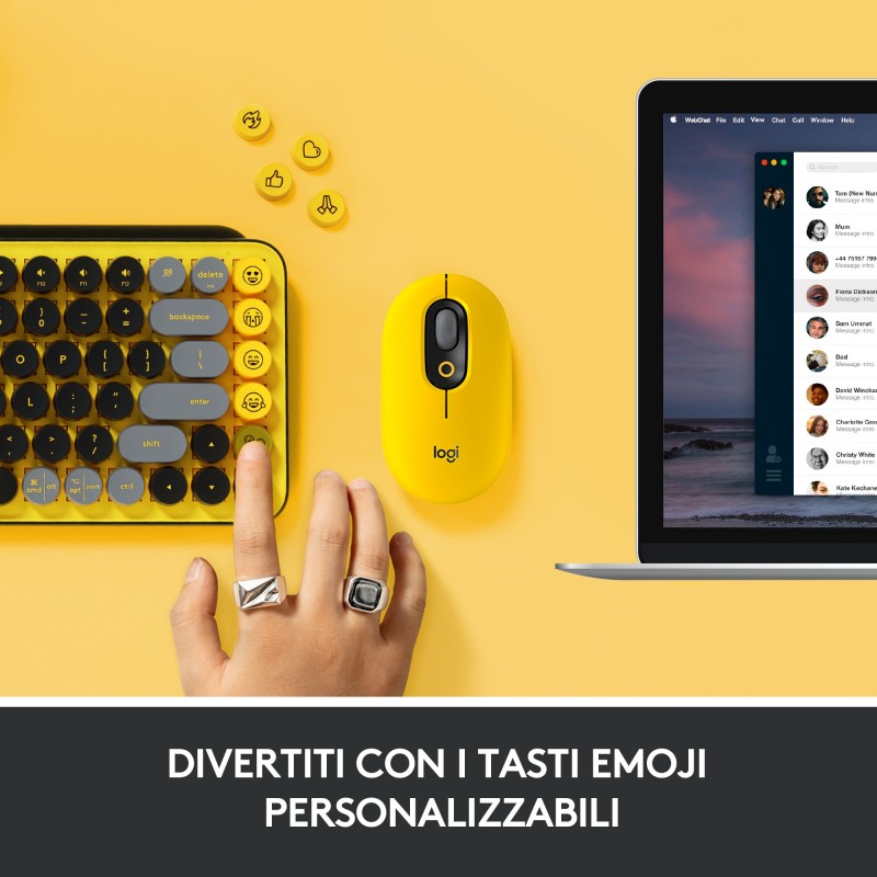 Logitech Pop Keys Tastatur RF Wireless + Bluetooth QWERTY Italienisch Schwarz, Grau, Gelb