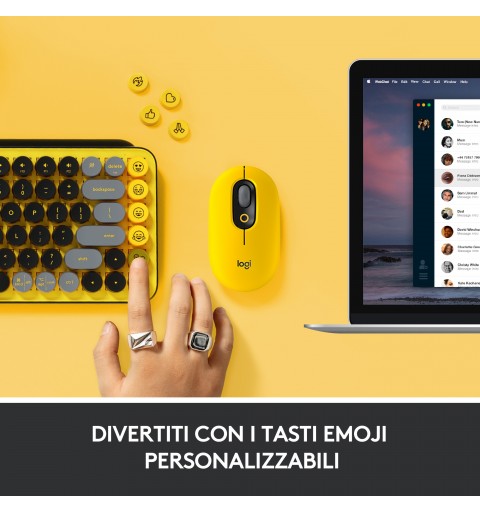 Logitech Pop Keys Tastatur RF Wireless + Bluetooth QWERTY Italienisch Schwarz, Grau, Gelb