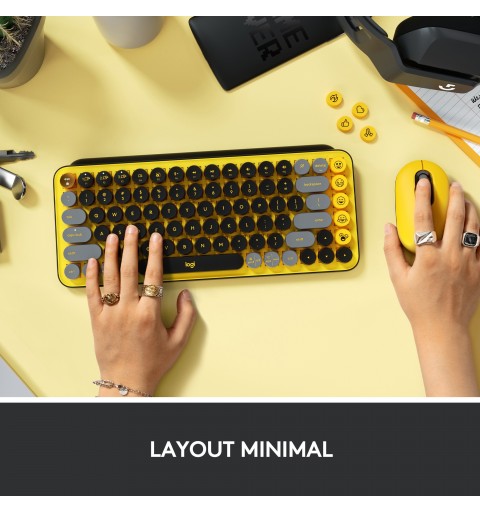 Logitech Pop Keys Tastatur RF Wireless + Bluetooth QWERTY Italienisch Schwarz, Grau, Gelb