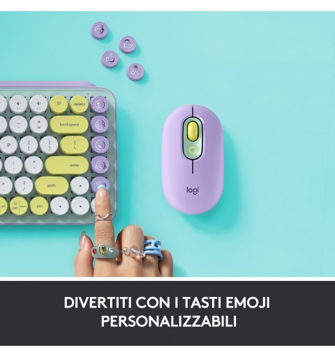 Logitech POP Keys Tastiera Meccanica Wireless con Tasti Emoji Personalizzabili, Design Compatto Durevole, Connettività