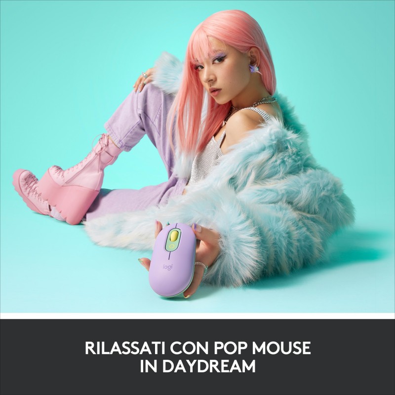 Logitech POP Mouse Wireless con Emoji personalizzabili, Tecnologia SilentTouch, Precisione e Velocità, Design Compatto,
