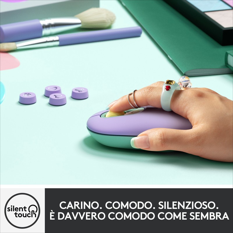 Logitech POP Mouse Wireless con Emoji personalizzabili, Tecnologia SilentTouch, Precisione e Velocità, Design Compatto,