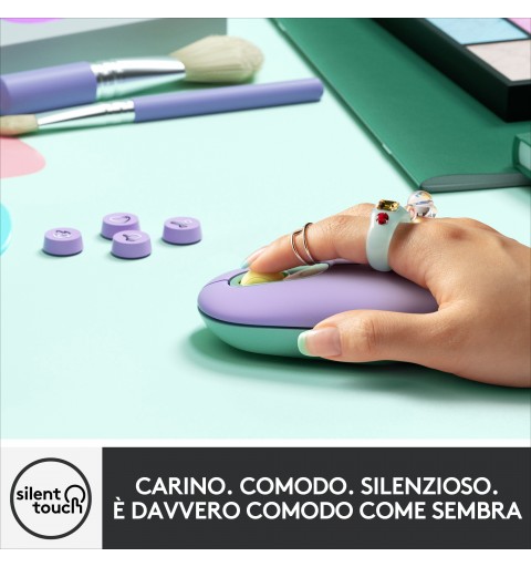 Logitech POP Mouse Wireless con Emoji personalizzabili, Tecnologia SilentTouch, Precisione e Velocità, Design Compatto,
