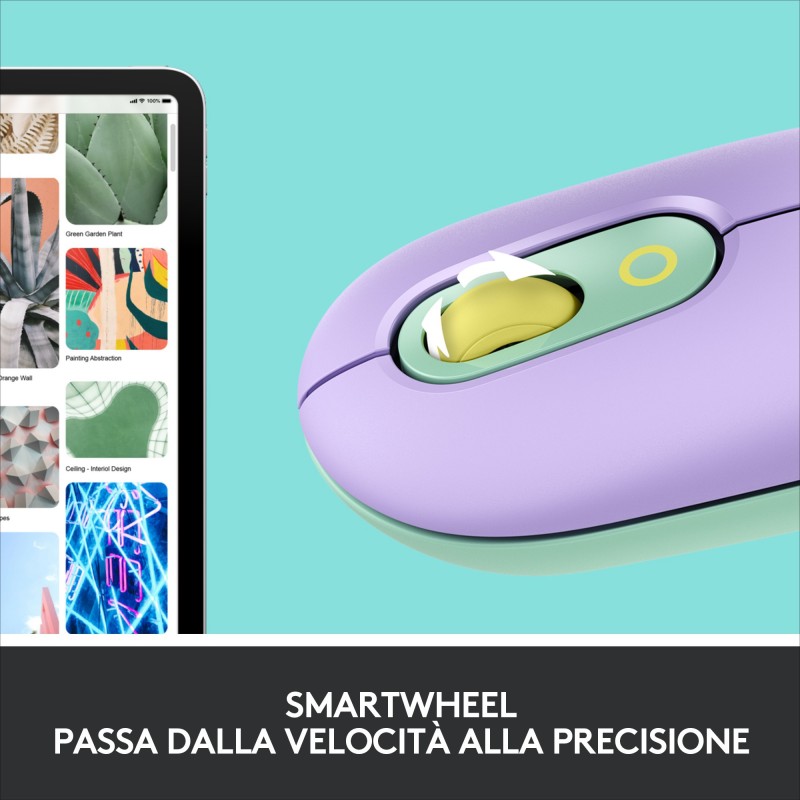 Logitech POP Mouse Wireless con Emoji personalizzabili, Tecnologia SilentTouch, Precisione e Velocità, Design Compatto,
