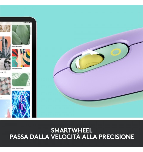Logitech POP Mouse Wireless con Emoji personalizzabili, Tecnologia SilentTouch, Precisione e Velocità, Design Compatto,