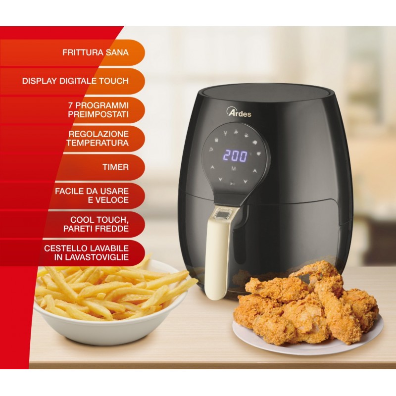 Ardes Eldorada Maxi Single 5 L Stand-alone 1450 W Hot air fryer Black