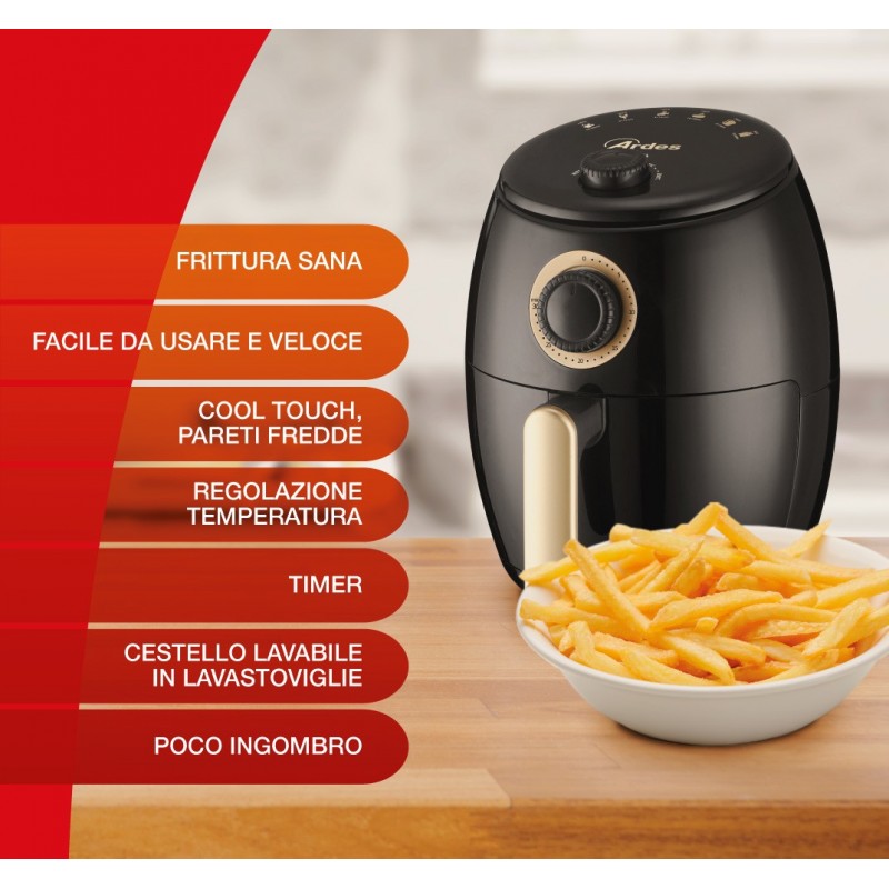 Ardes Eldorada Mini Single 2 L Stand-alone 1000 W Hot air fryer Black