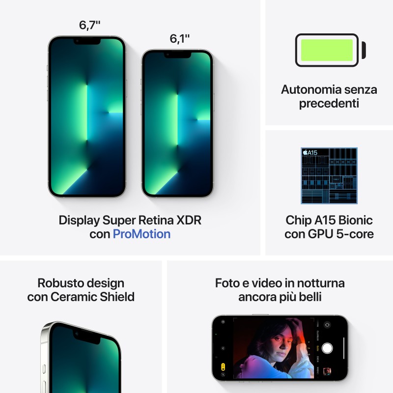 Apple iPhone 13 Pro Max 17 cm (6.7") SIM doble iOS 15 5G 256 GB Plata