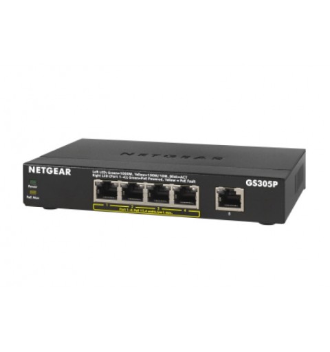 Netgear GS305Pv2 Unmanaged Gigabit Ethernet (10 100 1000) Power over Ethernet (PoE) Black