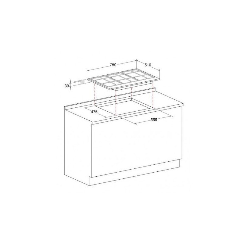 Hotpoint PCN 752 T AS HA piano cottura Nero, Acciaio inossidabile Da incasso Gas 5 Fornello(i)