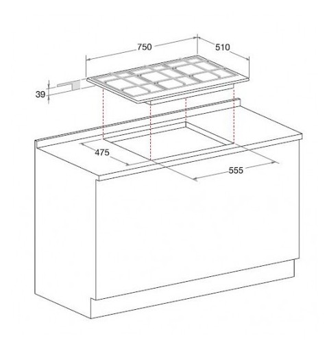 Hotpoint PCN 752 T AS HA hobs Negro, Acero inoxidable Integrado Encimera de gas 5 zona(s)