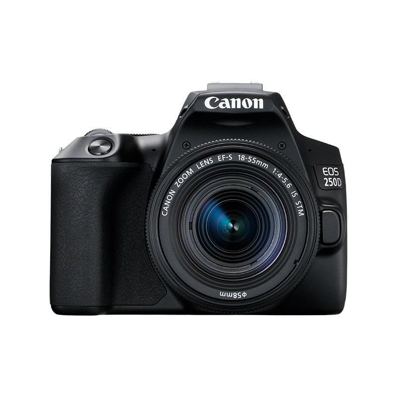 Canon EOS 250D + EF-S 18-55mm f 4-5.6 IS STM SLR-Kamera-Set 24,1 MP CMOS 6000 x 4000 Pixel Schwarz