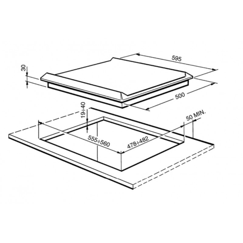 Smeg SRV564GH3 hobs Acero inoxidable Integrado 60 cm Encimera de gas 4 zona(s)