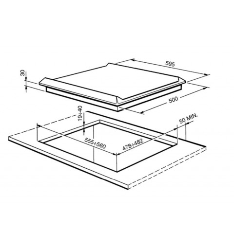 Smeg SRV564GH3 hobs Acero inoxidable Integrado 60 cm Encimera de gas 4 zona(s)