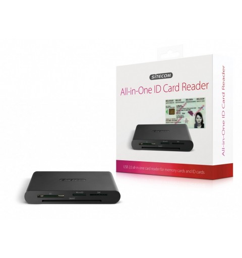 Sitecom USB 2.0 All-in-One ID Card Reader lecteur de carte mémoire Noir