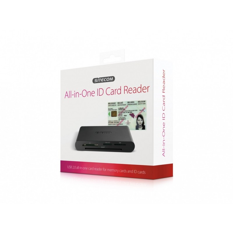 Sitecom USB 2.0 All-in-One ID Card Reader lecteur de carte mémoire Noir