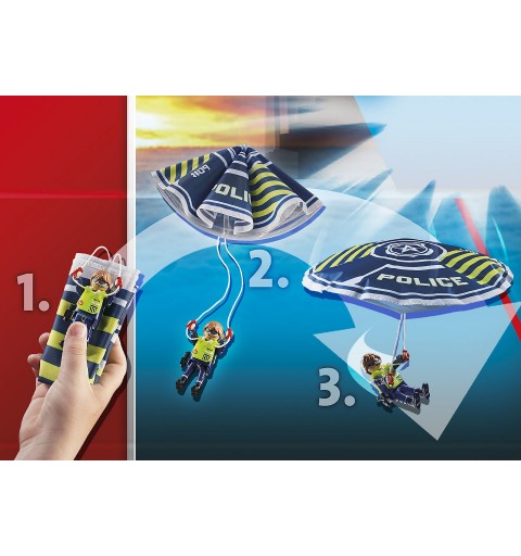 Playmobil City Action Polizei-Fallschirm Verfolgung des Amphibien-Fahrzeugs