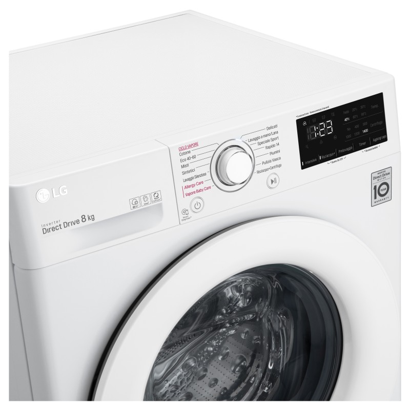 LG F4WV308S3B Lavatrice Intelligente AIDD 8kg Vapore 1400 Giri min Carica frontale Classe B