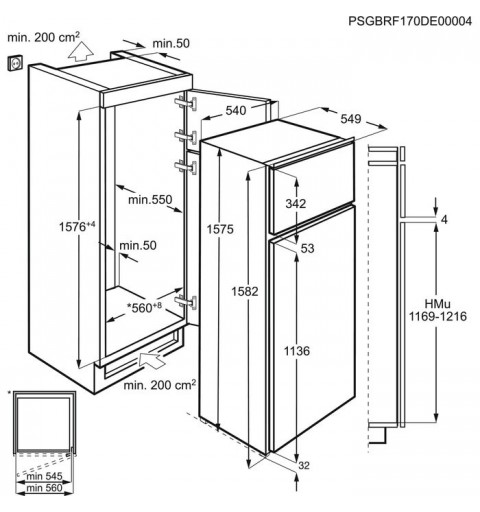 Electrolux ETB2AE16S réfrigérateur-congélateur Intégré (placement) 269 L E Blanc