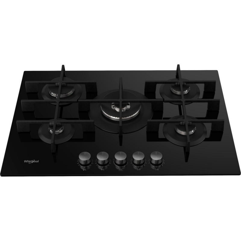 Whirlpool GOWL 758 NB hob Black Built-in 75 cm Gas 5 zone(s)