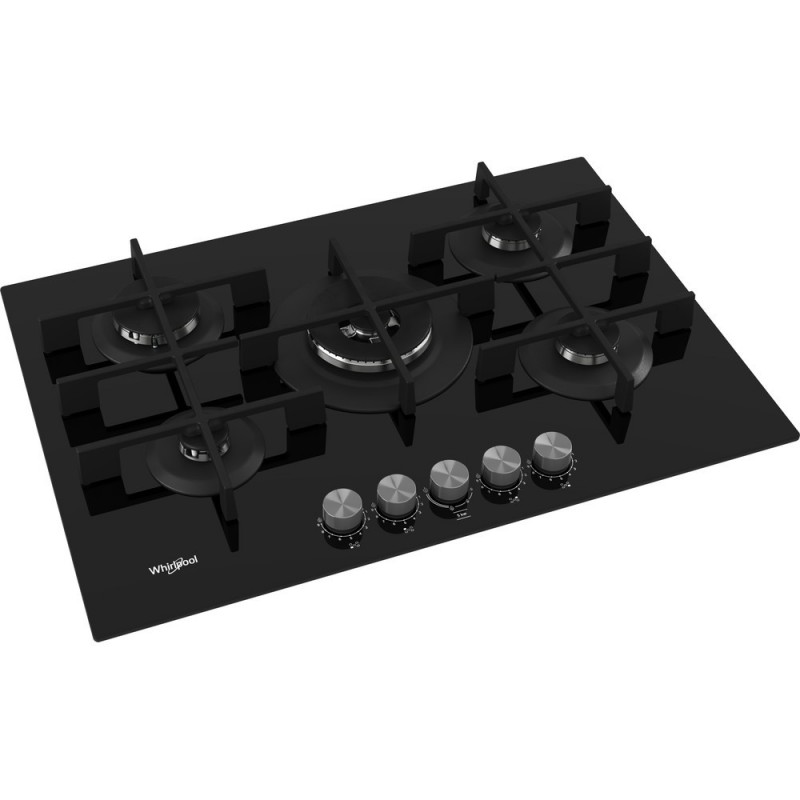 Whirlpool GOWL 758 NB hob Black Built-in 75 cm Gas 5 zone(s)