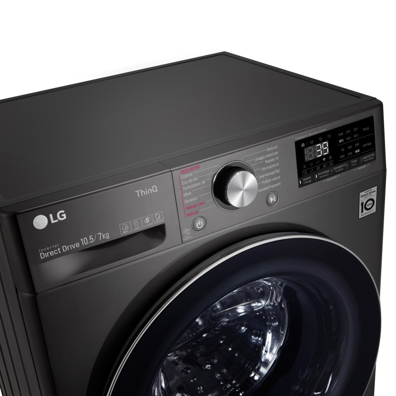 LG F4DV710H2SE.ABWQPIS washer dryer Freestanding Front-load Black E